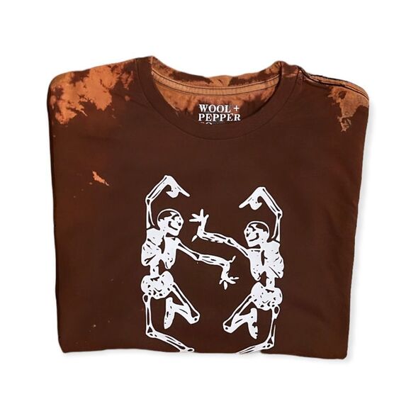 NWT Wool + Pepper Co. Tie Dye Dancing Skeletons Boxy Boyfriend Tee - Picture 4 of 4